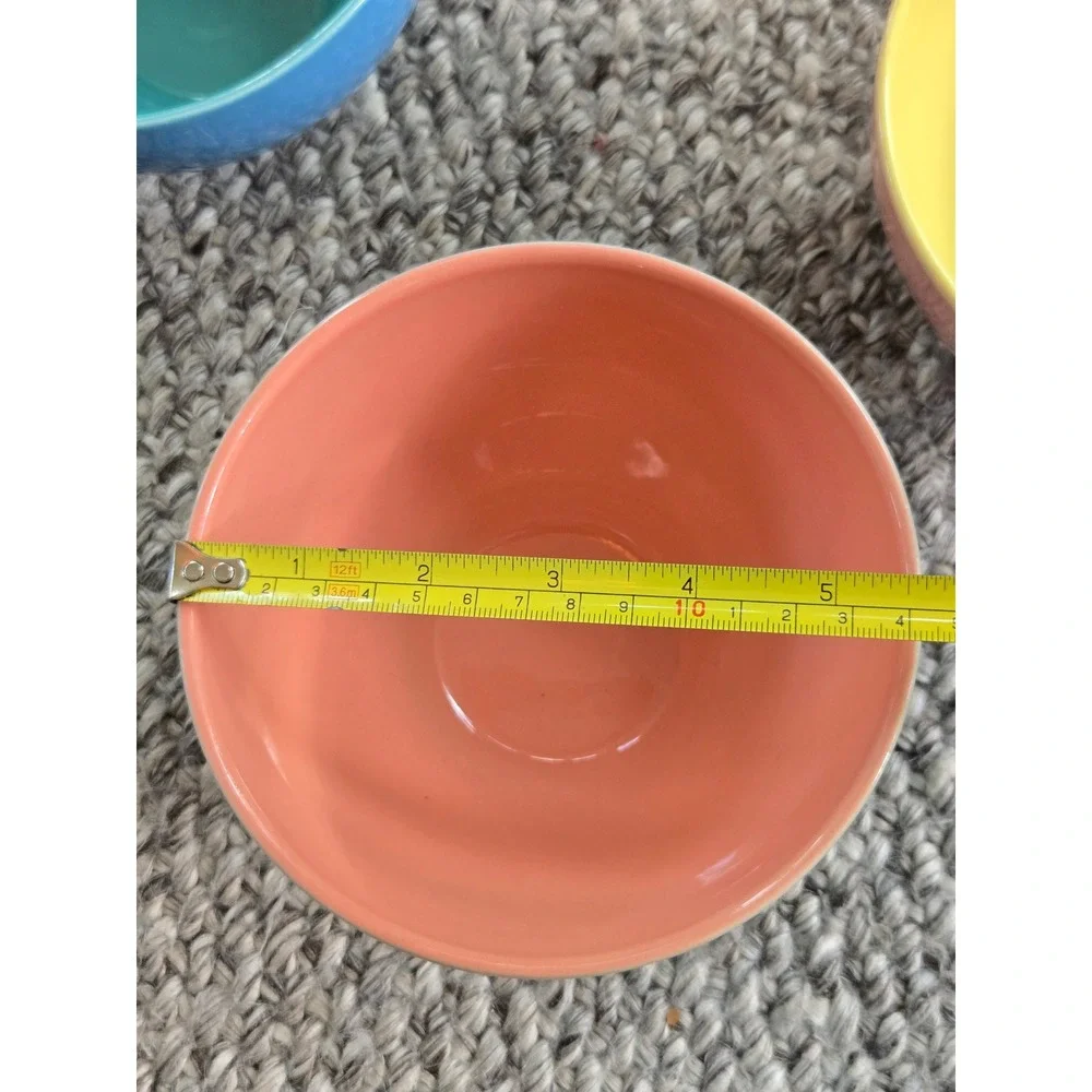 Set of 3 Porto Alegre Cereal Soup Bowls Pastel Ceramic 2 Tone Portugal Colorful‎